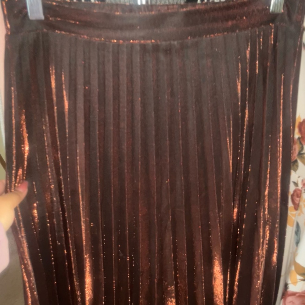 LC Lauren Conrad Shimmering Orange A-Line Skirt